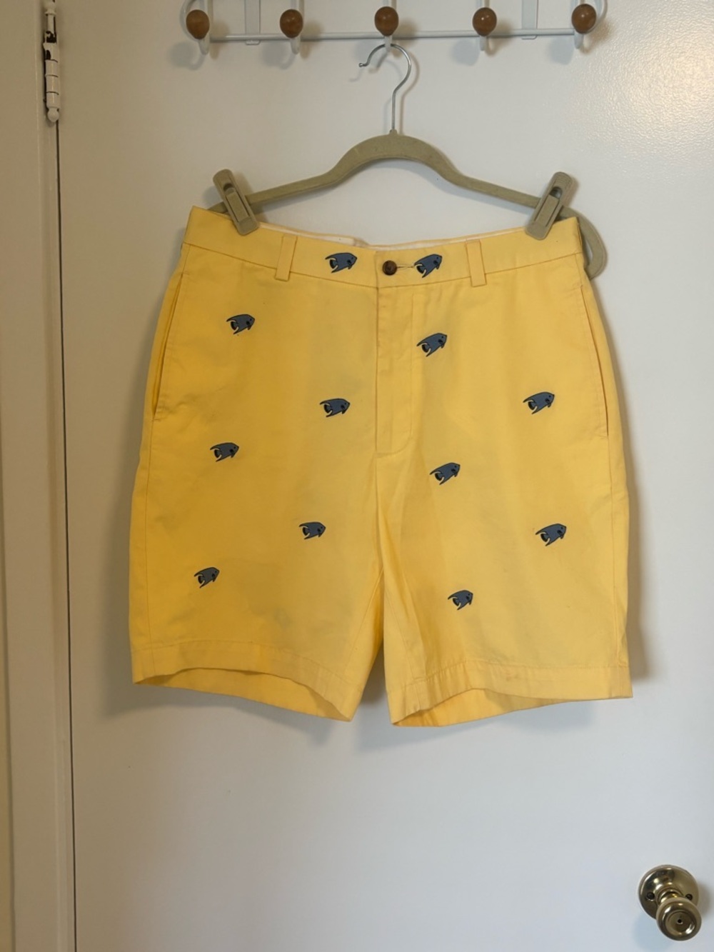 Brooks Brothers Yellow Shorts with Navy Fish Embroidery